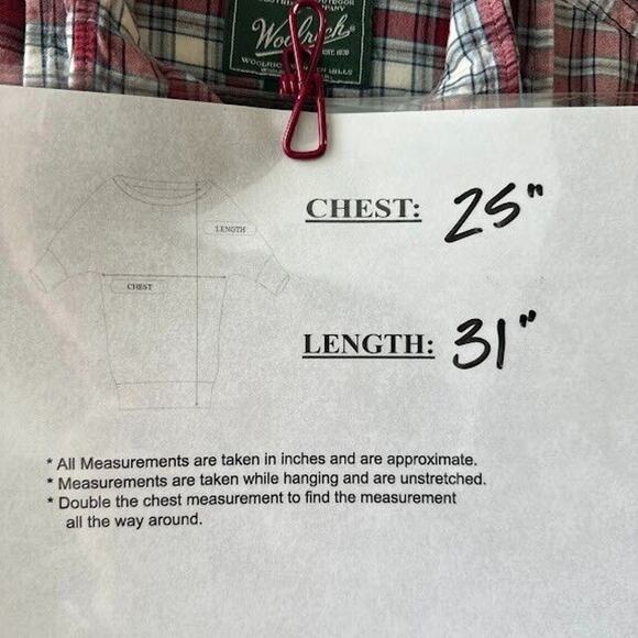 Woolrich Shirt Mens Large Red Plaid Pocketed Button Up Short Sleeve Collared Top - Picture 6 of 6